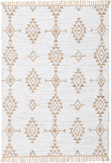 Quinton Bodhi Natural & White Jute Bohemian Tribal Pattern Rug